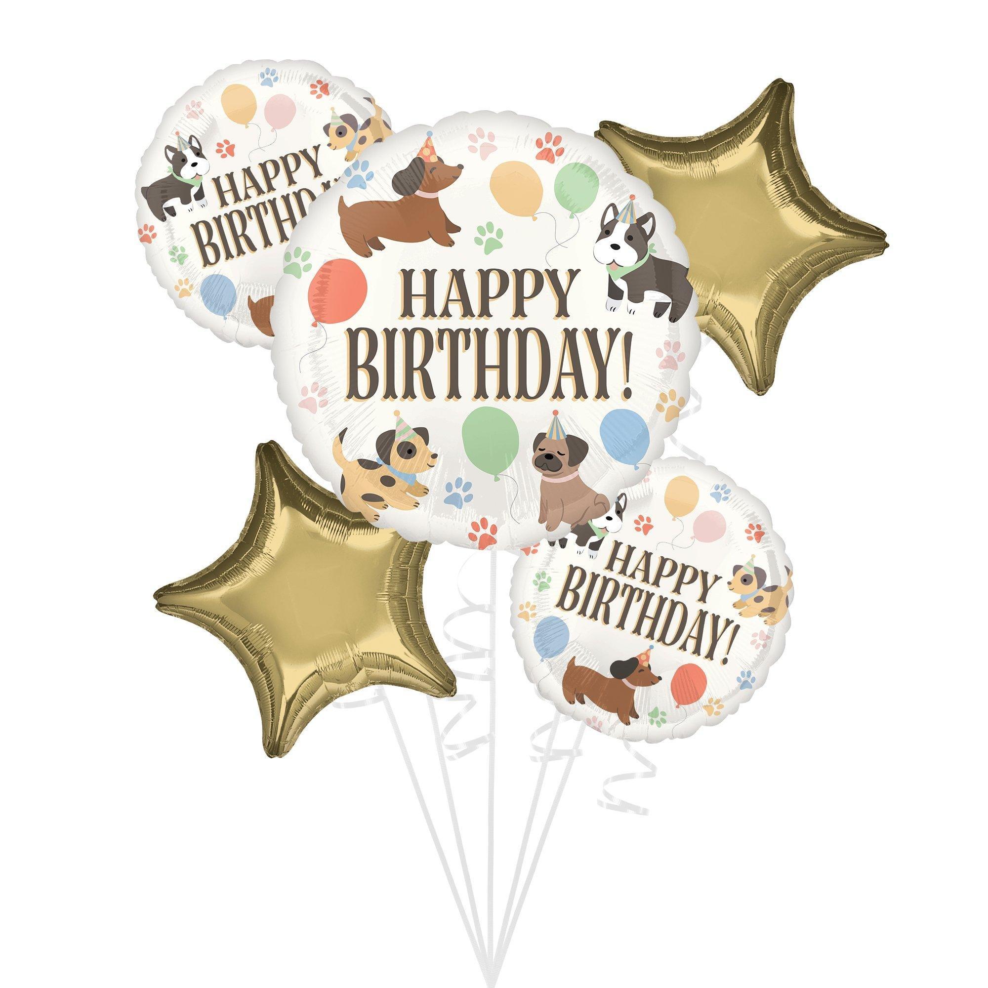 Premium Pawsome Birthday Foil Balloon Bouquet with Balloon Weight, 13pc